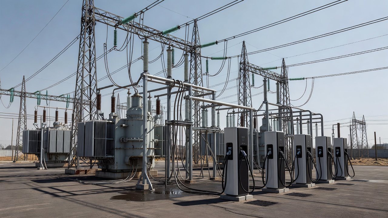 High voltage electrical distribution hardware at a charging hub